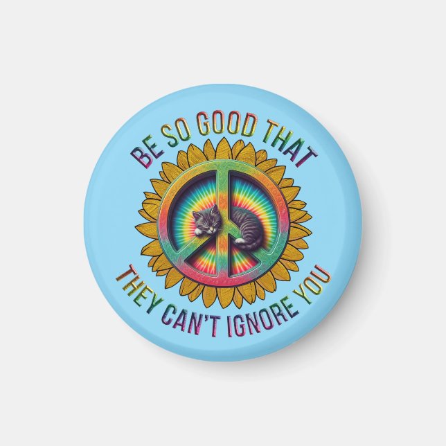 Custom Personalised Cat  Peace Hippie Tie Dye  Magnet (Front)