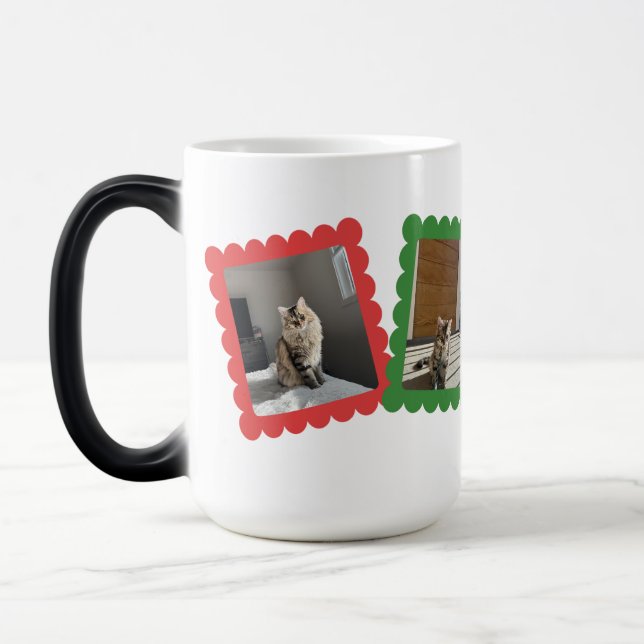 Custom Personalised Cat Photo - 2 Photo  Magic Mug (Left)