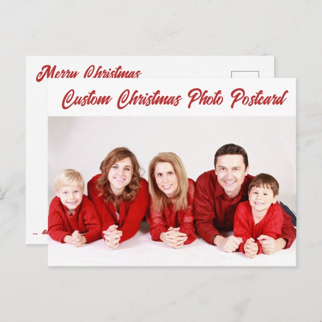 Custom Personalised CHRISTMAS PHOTO POSTCARD (Front/Back)