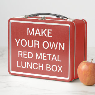 Custom Personalised Classic RED Metal Lunch Box