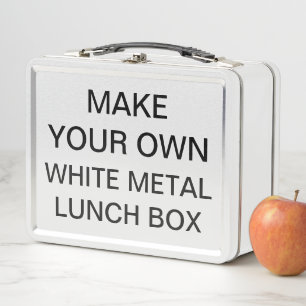 Custom Personalised Classic WHITE Metal Lunch Box