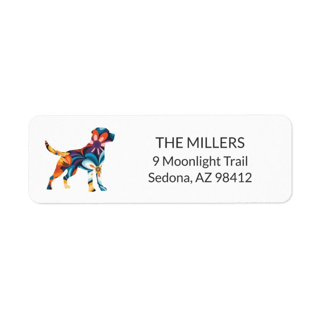 Custom Personalised Colourful Dog Return Address (Front)