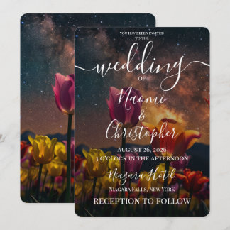 Custom Personalised Cosmic Tulips Wedding Invitation