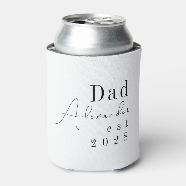 Custom Personalised Dad Minimal Black and White Can Cooler (Can Front)