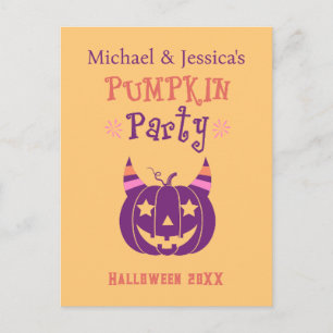 Custom Personalised Devil Horns Pumpkin Party Holiday Postcard
