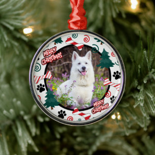 Custom Personalised Dog Photo Christmas Metal Tree Decoration