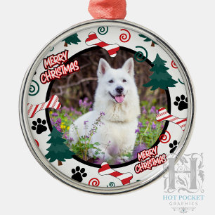 Custom Personalised Dog Photo Christmas Metal Tree Decoration