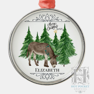 Custom Personalised Donkey Christmas Metal Tree Decoration