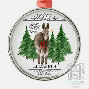 Custom Personalised Donkey Christmas Metal Tree Decoration