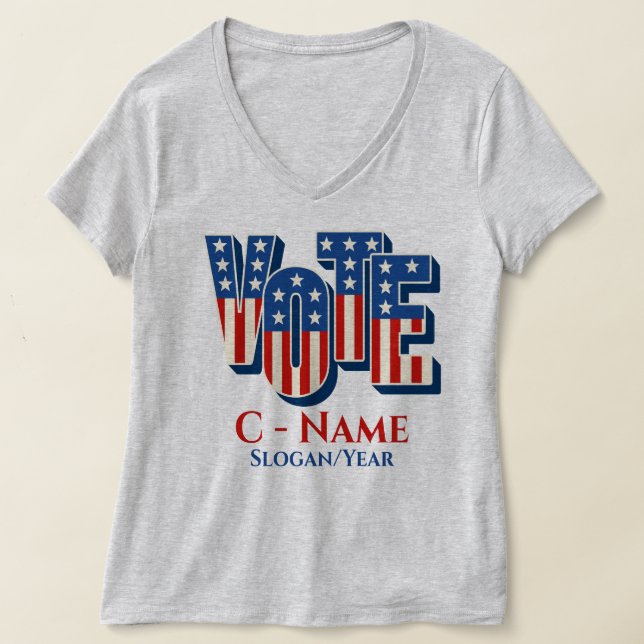 Custom Personalised Election Vote Campaign T-Shirt (Laydown)