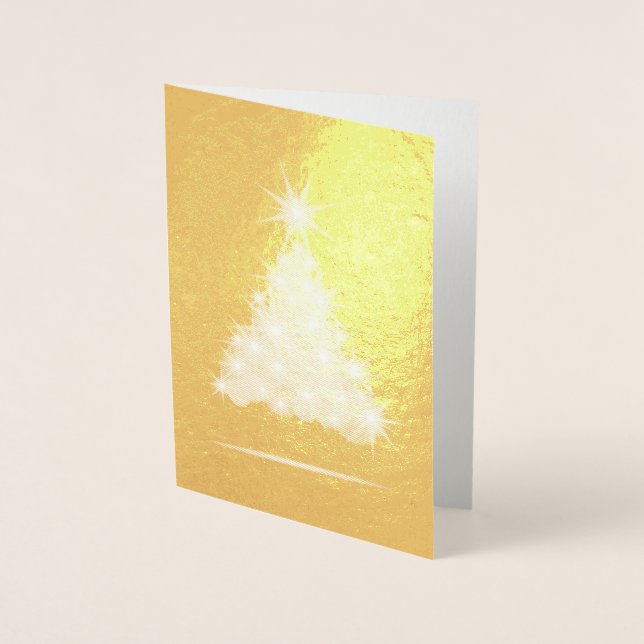 Custom Personalised Elegant Sparkling Tree  Foil Card (Front)