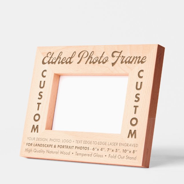 Custom personalised Engraved Wood Photo Frame (S) (Left)