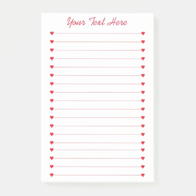 Custom Personalised Erase Board with Red hearts Post-it Notes (Front)