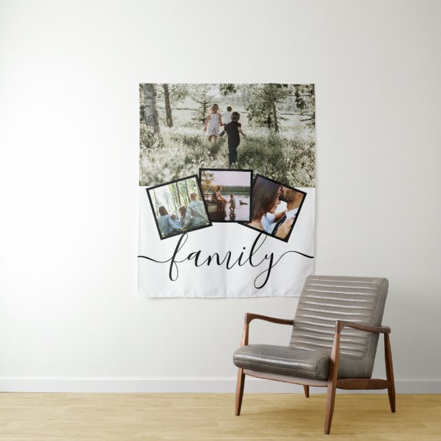 Custom Personalised Family 4 Photo Collage Tapestry (In Situ)