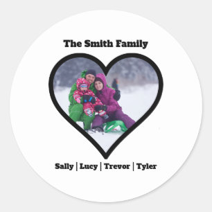 Custom Personalised Family Heart Round Sticker