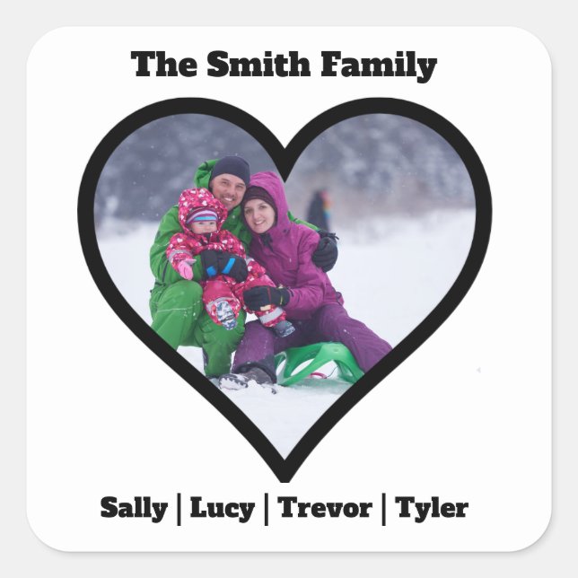Custom Personalised Family Heart Template Sticker (Front)
