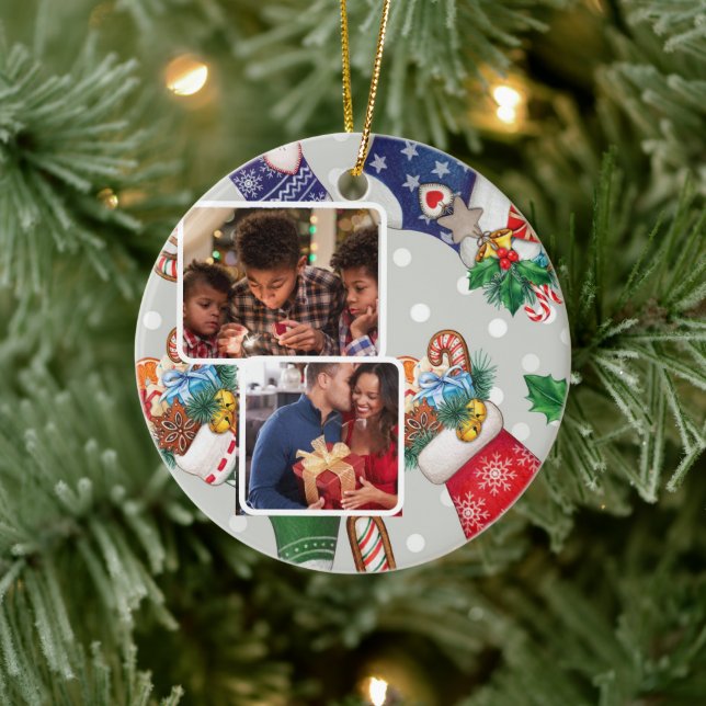 Custom ,personalised family portrait  Christmas  Ceramic Tree Decoration (Tree)