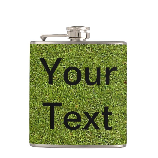 Custom Personalised Flask with Grass Background (Front)