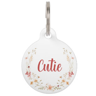 Custom Personalised Floral Dog Pet Tag Wildflowers