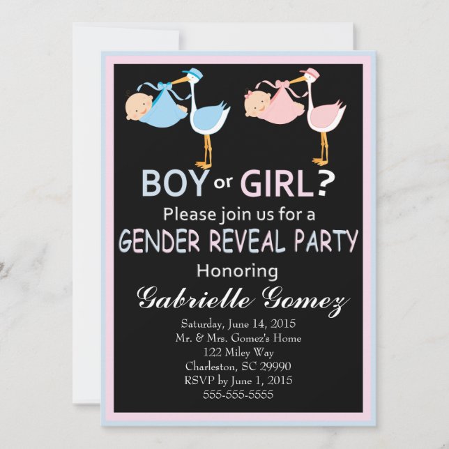 Custom Personalised Gender Reveal Invitation Card (Front)