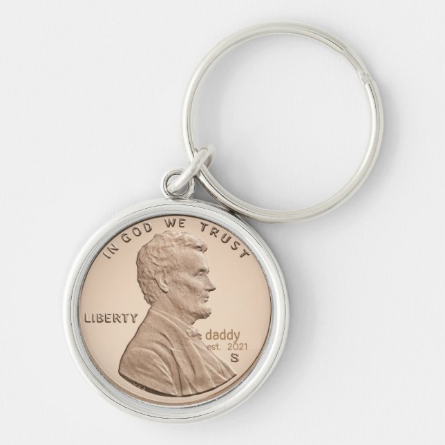 Custom Personalised Gift Lincoln Penny Coin Key Ring (Front)