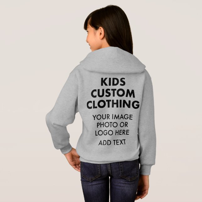 Custom Personalised GIRL'S PULLOVER HOODIE - GREY (Back Full)