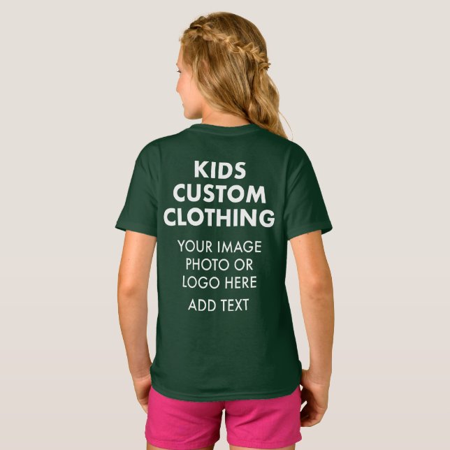 Custom Personalised GIRL'S T-SHIRT - FOREST GREEN (Back Full)