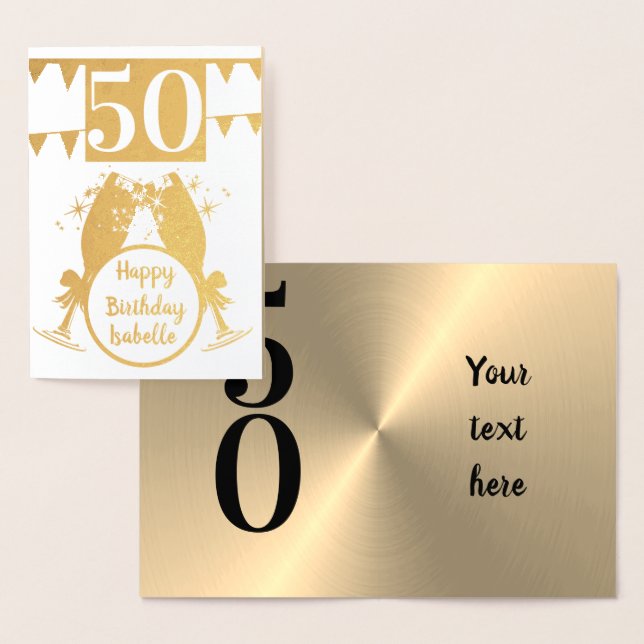 Custom Personalised Gold 50th Birthday Card (Display)