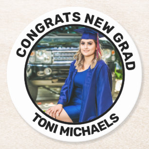 Custom Personalised Graduation Party Round Paper Coaster