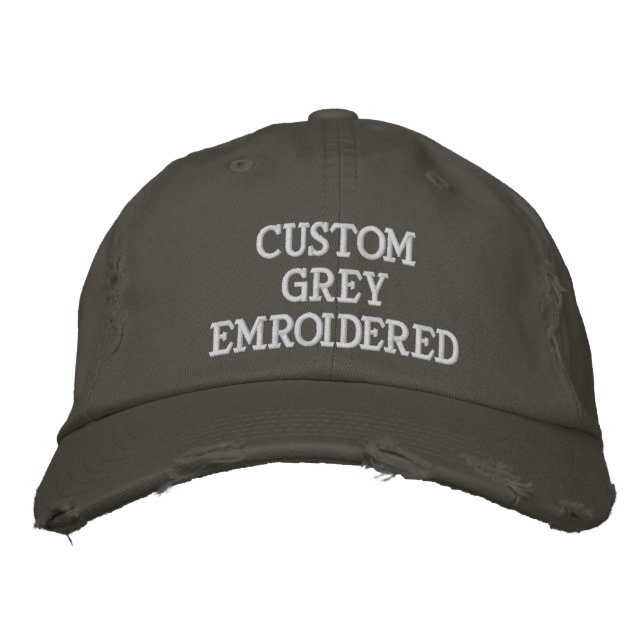 Custom Personalised Grey Embroidered Baseball Cap (Front)