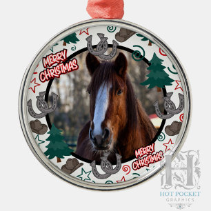 Custom Personalised Horse Photo Christmas Metal Tree Decoration