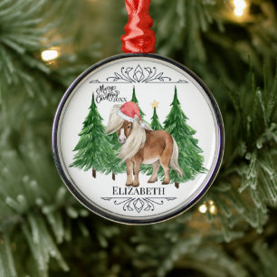Custom Personalised Horse Watercolor Christmas Metal Tree Decoration