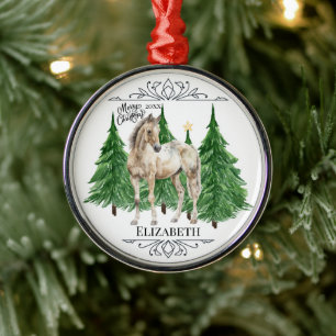 Custom Personalised Horse Watercolor Christmas Metal Tree Decoration