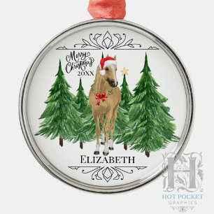 Custom Personalised Horse Watercolor Christmas Metal Tree Decoration
