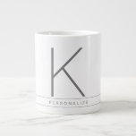 Custom Personalised Initial Big Huge Giant Large Coffee Mug<br><div class="desc">Great big huge giant oversized mug with personalised white and grey monogram initial printed on ceramic is chic and stylish for the minimalist who loves a little flair, but not too much - perfect for a minimal city loft kitchen, and professional-looking for the office. Add a name or personal mantra...</div>