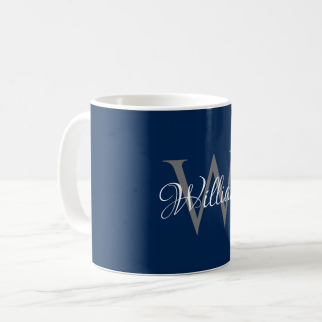 Custom Personalised Initial Script Monogram Coffee Mug (Front Left)