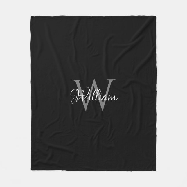 Custom Personalised Initial Script Monogram Fleece Blanket (Front)