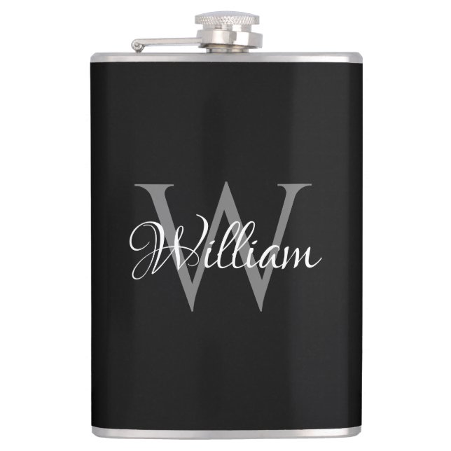 Custom Personalised Initial Script Monogram Hip Flask (Front)