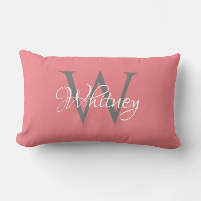 Custom Personalised Initial Script Monogram Lumbar Cushion (Front)