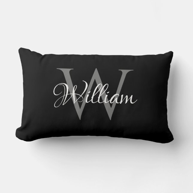 Custom Personalised Initial Script Monogram Lumbar Cushion (Front)