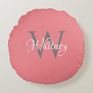 Custom Personalised Initial Script Monogram Round Cushion
