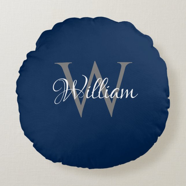 Custom Personalised Initial Script Monogram Round Cushion (Front)