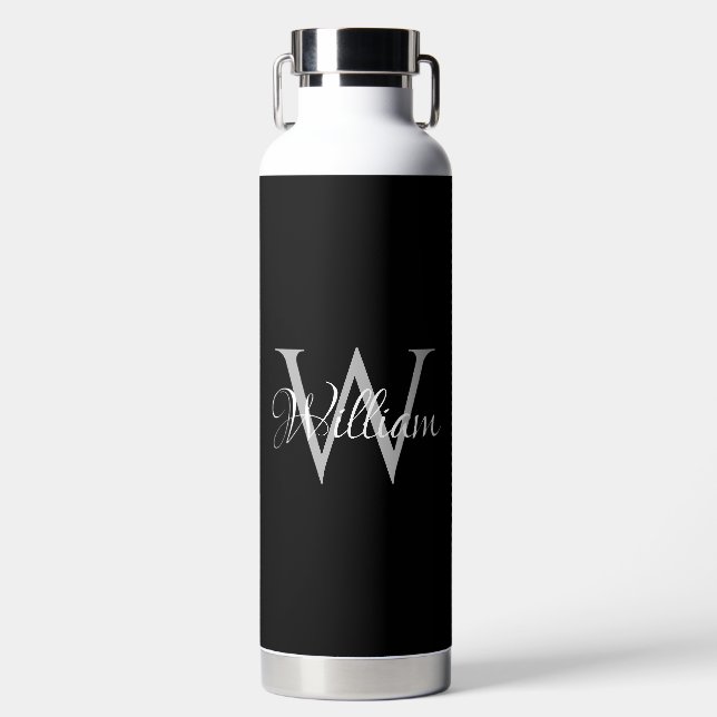 Custom Personalised Initial Script Monogram Water Bottle (Front)