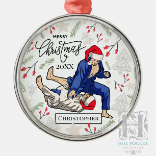 Custom Personalised Jiu Jitsu BJJ Christmas Metal Tree Decoration