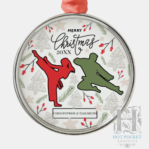 Custom Personalised Karate Martial Arts Christmas Metal Tree Decoration