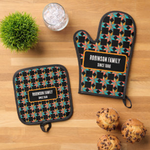 Custom personalised kitchen accessories cook gift oven mitt & pot holder set
