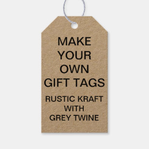 Custom Personalised Kraft Gift Tags & Grey Twine