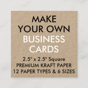 Custom Personalised KRAFT Square Business Cards