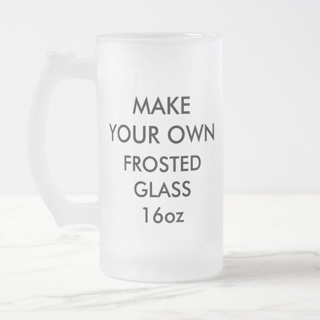 Custom Personalised Large 16oz Frosted Beer Glass Frosted Glass Beer Mug (Left)