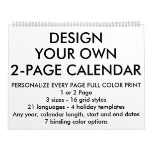 Custom Personalised Large 2-Page Calendar